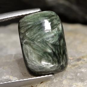 5.90 ct Green Seraphinite Gemstone, Seraphinite Gem in Cushion Cabochon Shape for Sale.