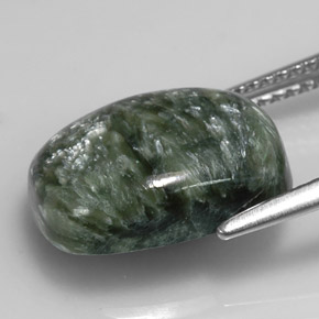 Seraphinite Gemstone in 14 x 10 mm (calibrated) Size for Sale, Seraphinite Stone in Green Color