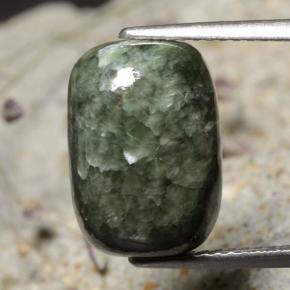5.99 ct Green Seraphinite Gemstone, Seraphinite Gem in Cushion Cabochon Shape for Sale.