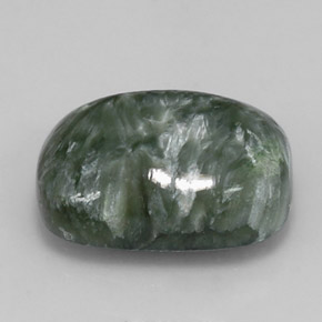 5.55 ct Green Seraphinite Stone, Natural Seraphinite in Cushion Cabochon Shape for Sale