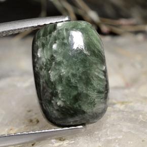 6.02 ct Green Seraphinite Gemstone, Seraphinite Gem in Cushion Cabochon Shape for Sale.