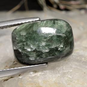 6.02 ct Green Seraphinite Stone, Natural Seraphinite in Cushion Cabochon Shape for Sale