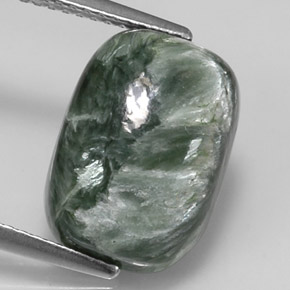 5.75 ct Green Seraphinite Gemstone, Seraphinite Gem in Cushion Cabochon Shape for Sale.