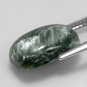 Seraphinite Gemstone in 14 x 10 mm (calibrated) Size for Sale, Seraphinite Stone in Green Color