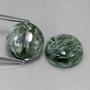 9.81 ct Green Seraphinite Gemstone, Seraphinite Gem in Round Cabochon Shape for Sale.