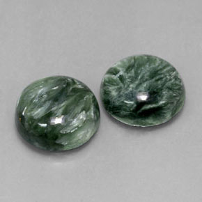 9.81 ct Green Seraphinite Stone, Natural Seraphinite in Round Cabochon Shape for Sale