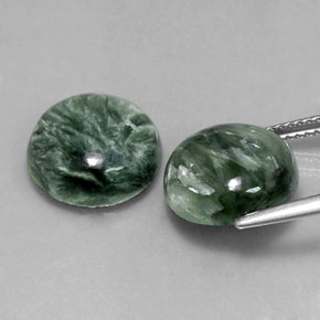 Seraphinite Gemstone in 12 mm (calibrated) Size for Sale, Seraphinite Stone in Green Color