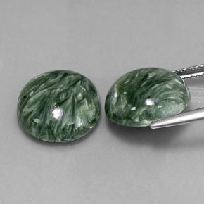 Seraphinite Gemstone in 12 mm (calibrated) Size for Sale, Seraphinite Stone in Green Color
