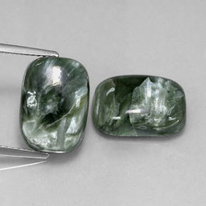 Multicolor Green Seraphinite Gem - 5.9ct Cushion Cabochon (ID: 317095)