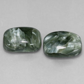 11.70 ctw Green Seraphinite Stones, Natural Seraphinite in Cushion Cabochon Shape for Sale