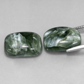 Seraphinite Gemstones in 14 x 10 mm (calibrated) Size for Sale, Seraphinite Stones in Multicolor Green Color