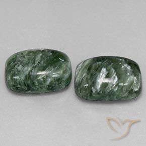 11.72 ctw Green Seraphinite Stones, Natural Seraphinite in Cushion Cabochon Shape for Sale