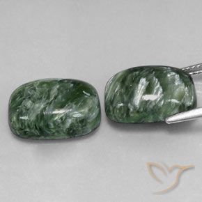 Seraphinite Gemstones in 14 x 10 mm (calibrated) Size for Sale, Seraphinite Stones in Medium Green Color