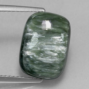 5.72 ct Green Seraphinite Gemstone, Seraphinite Gem in Cushion Cabochon Shape for Sale.