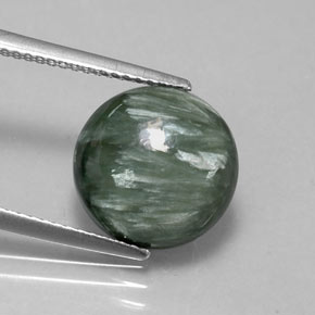 4.56 ct Green Seraphinite Gemstone, Seraphinite Gem in Round Cabochon Shape for Sale.