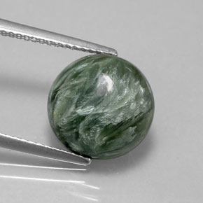 5.11 ct Green Seraphinite Gemstone, Seraphinite Gem in Round Cabochon Shape for Sale.