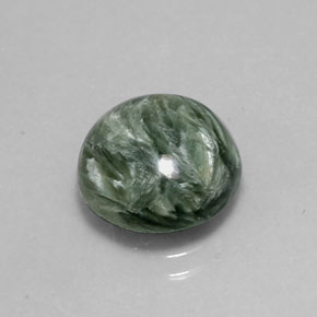 5.11 ct Green Seraphinite Stone, Natural Seraphinite in Round Cabochon Shape for Sale