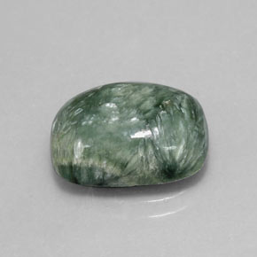 5.55 ct Green Seraphinite Stone, Natural Seraphinite in Cushion Cabochon Shape for Sale