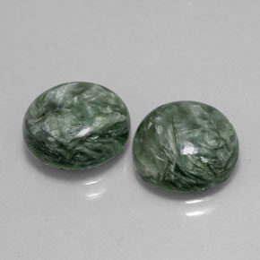 9.85 ct Green Seraphinite Stone, Natural Seraphinite in Round Cabochon Shape for Sale