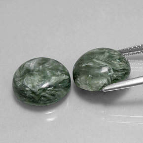 Seraphinite Gemstone in 12 mm (calibrated) Size for Sale, Seraphinite Stone in Green Color