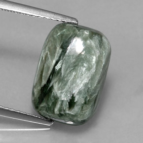 5.90 ct Green Seraphinite Gemstone, Seraphinite Gem in Cushion Cabochon Shape for Sale.