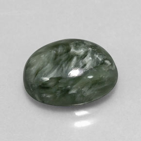 3.55 ct Green Seraphinite Stone, Natural Seraphinite in Oval Cabochon Shape for Sale