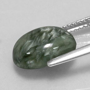 Seraphinite Gemstone in 11.7 x 9.2 mm Size for Sale, Seraphinite Stone in Green Color