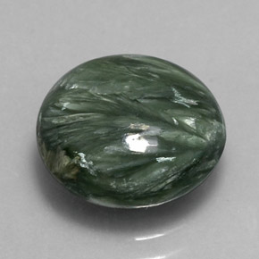 4.23 ct Green Seraphinite Stone, Natural Seraphinite in Round Cabochon Shape for Sale