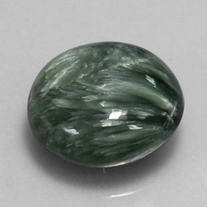 4.63 ct Green Seraphinite Stone, Natural Seraphinite in Round Cabochon Shape for Sale