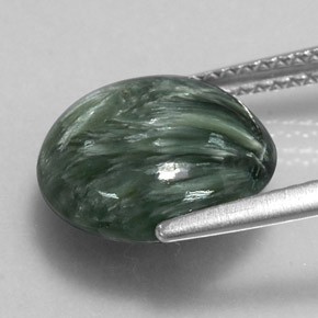 Seraphinite Gemstone in 12 mm (calibrated) Size for Sale, Seraphinite Stone in Green Color