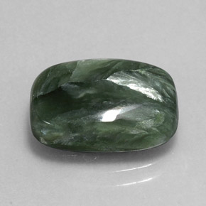 5.47 ct Green Seraphinite Stone, Natural Seraphinite in Cushion Cabochon Shape for Sale