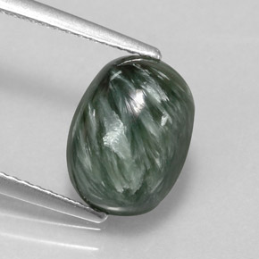 3.18 ct Green Seraphinite Gemstone, Seraphinite Gem in Oval Cabochon Shape for Sale.