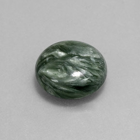 4.88 ct Green Seraphinite Stone, Natural Seraphinite in Round Cabochon Shape for Sale