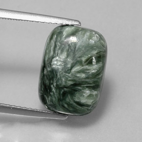 6.43 ct Green Seraphinite Gemstone, Seraphinite Gem in Cushion Cabochon Shape for Sale.