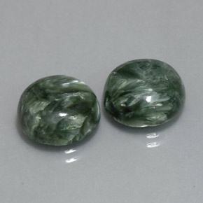 9.72 ct Green Seraphinite Gemstone, Seraphinite Gem in Round Cabochon Shape for Sale.