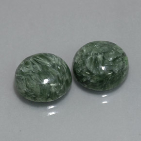 10.14 ct Green Seraphinite Gemstone, Seraphinite Gem in Round Cabochon Shape for Sale.