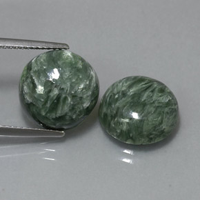 10.14 ct Green Seraphinite Stone, Natural Seraphinite in Round Cabochon Shape for Sale