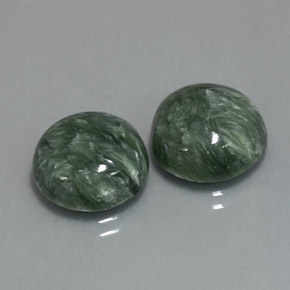 9.88 ct Green Seraphinite Gemstone, Seraphinite Gem in Round Cabochon Shape for Sale.