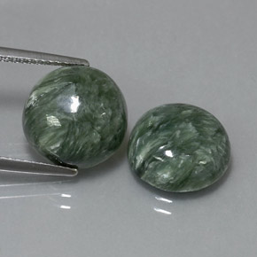 9.88 ct Green Seraphinite Stone, Natural Seraphinite in Round Cabochon Shape for Sale