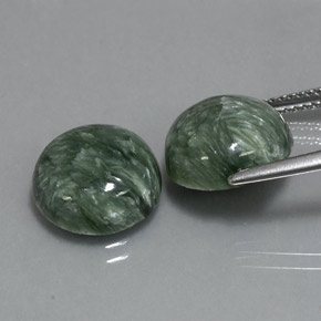 Seraphinite Gemstone in 12 mm (calibrated) Size for Sale, Seraphinite Stone in Green Color