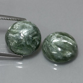 9.52 ct Green Seraphinite Stone, Natural Seraphinite in Round Cabochon Shape for Sale