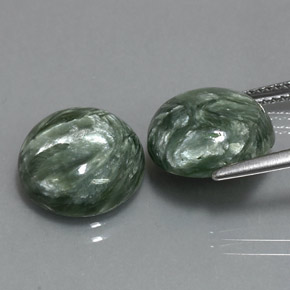 Seraphinite Gemstone in 12 mm (calibrated) Size for Sale, Seraphinite Stone in Green Color