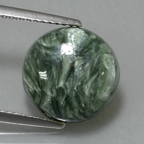 4.60 ct Green Seraphinite Gemstone, Seraphinite Gem in Round Cabochon Shape for Sale.