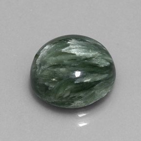 4.95 ct Green Seraphinite Stone, Natural Seraphinite in Round Cabochon Shape for Sale