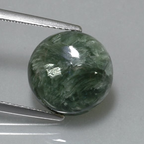5.08 ct Green Seraphinite Gemstone, Seraphinite Gem in Round Cabochon Shape for Sale.
