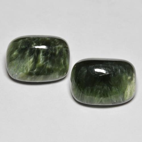 Grayish Green Seraphinite Gem - 5.8ct Cushion Cabochon (ID: 323873)