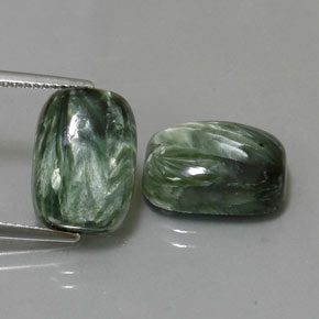 Earthy Green Seraphinite Gem - 7.2ct Cushion Cabochon (ID: 323974)