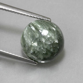4.84 ct Green Seraphinite Gemstone, Seraphinite Gem in Round Cabochon Shape for Sale.