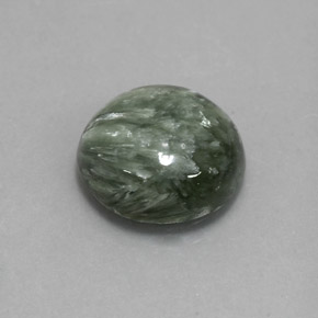 4.84 ct Green Seraphinite Stone, Natural Seraphinite in Round Cabochon Shape for Sale