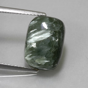 5.80 ct Green Seraphinite Gemstone, Seraphinite Gem in Cushion Cabochon Shape for Sale.